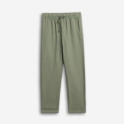 Elasticated linen pants - khaki 10Y