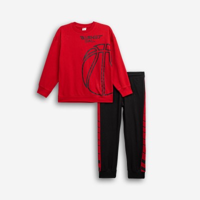 Sparkly sweatshirt tracksuit set - RED 16Y