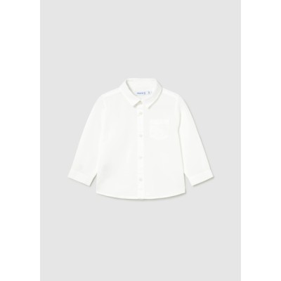 Πουκάμισο μακρυμάνικο λινό γιακάς - ΛΕΥΚΟ 12M