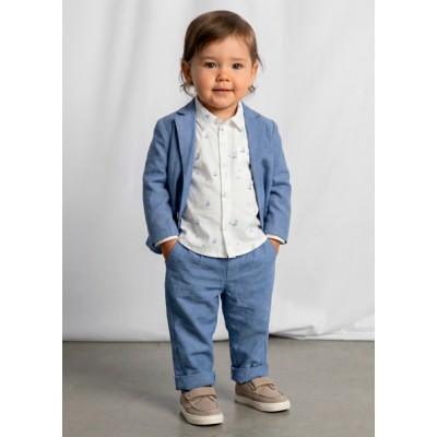 Linen suiting pants - BLUE 12M