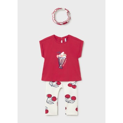 Leggings set with ribbon - RED 12M