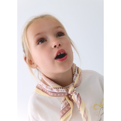 Short sleeve scarf blouse - BEIGE 10Y