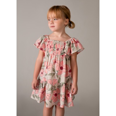 Φόρεμα  τύπου λινό σταμπωτό - ΜΑΝΤΑΡΙΝΙ 2Y