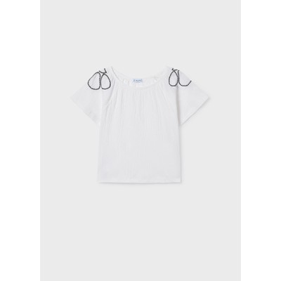 Short sleeve waffle blouse - ECRU 10Y