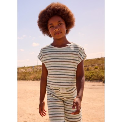 Imitation crochet top - BEIGE 14Y