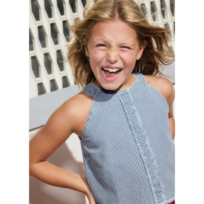 Striped denim top - BLUE 14Y