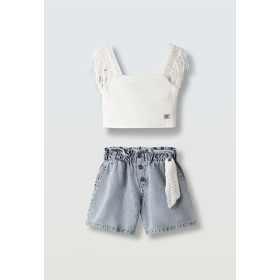 Σετ σορτς τζιν - ΛΕΥΚΟ 8Y