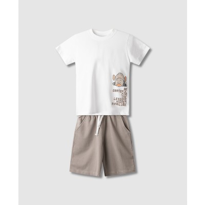 Σετ βερμούδα φούτερ αχνούδιαστη - ΛΕΥΚΟ 12Y