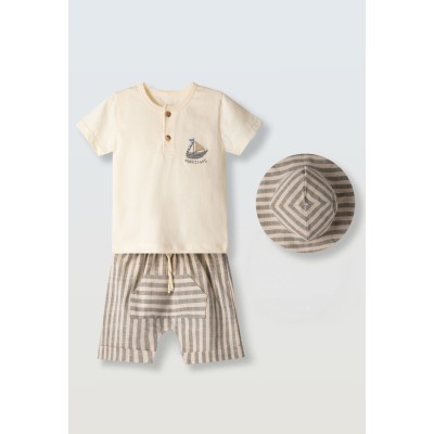 Bermuda shorts set with hat - CREAM 12M