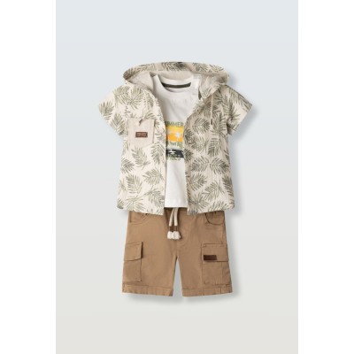 Set of 3 pieces with shorts - khaki 6M