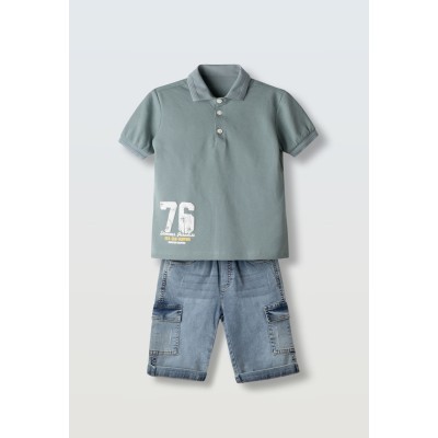 Σετ βερμούδα τζιν με φουλάρι - ΧAKI 6M