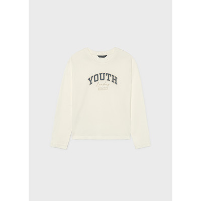 T-Shirt μακρυμάνικο basic - ΚΡΕΜ 8Y