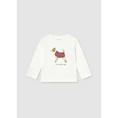 T-Shirt μακρυμάνικο απλικέ play - ΚΡΕΜ 18M
