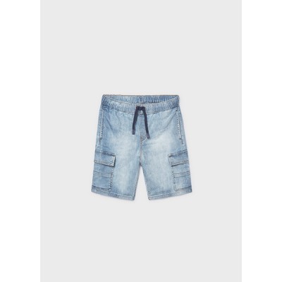 Denim cargo shorts - PETROLEUM WASHED JEANS 10Y