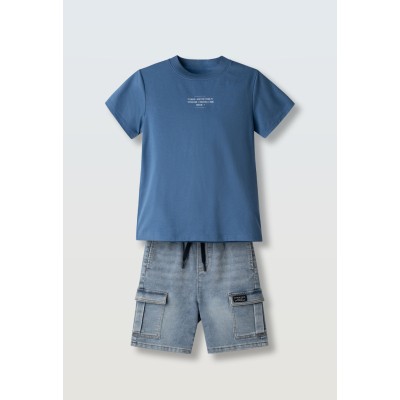 Denim Bermuda Shorts Set - SILVER 6Y