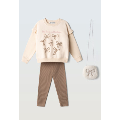 Leggings set with bag - BEIGE 4Y
