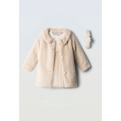 Dress set with fur - CREAM 18M
