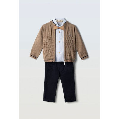 Set of 4 with bow tie - BROWN 12M