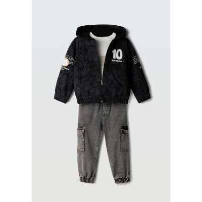 3pcs denim pants set - BLACK 2Y