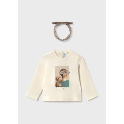 Long sleeve T-Shirt with ribbon - CREAM 18M