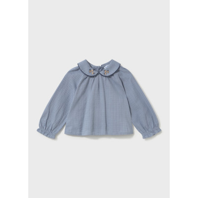 Textured fabric blouse - BLUE 9M