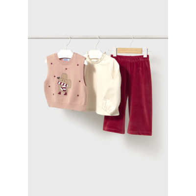 Long vest pants set - BURGUNDY 9M