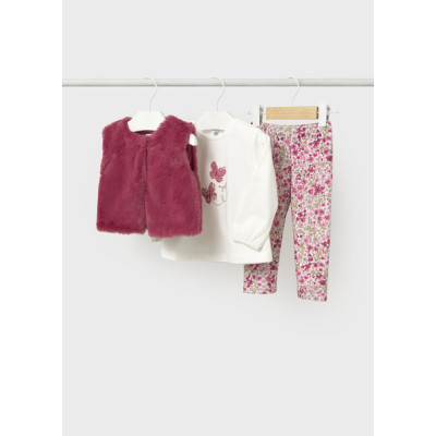 Leggings and fur vest set - ROSE PETAL 9M