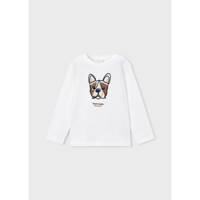Long sleeve embroidered T-Shirt - CREAM 5Y