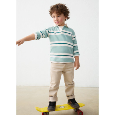Striped long sleeve polo shirt - BLUE 5Y