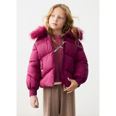 Fur collar jacket - MAGENTA 4Y