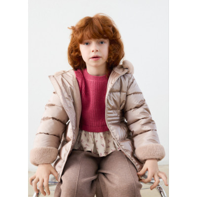 Metallic fur jacket - BROWN 10Y