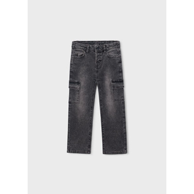 Soft denim cargo pants - GREY 4Y
