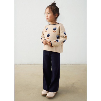 Long knitted pants set - NAVY BLUE 5Y