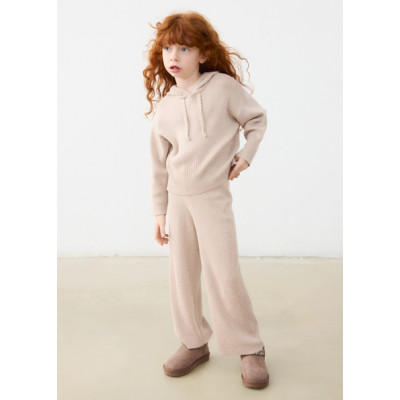 Long knitted pants set - BEIGE 4Y
