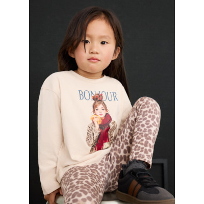 Knitted print leggings set - BROWN 5Y