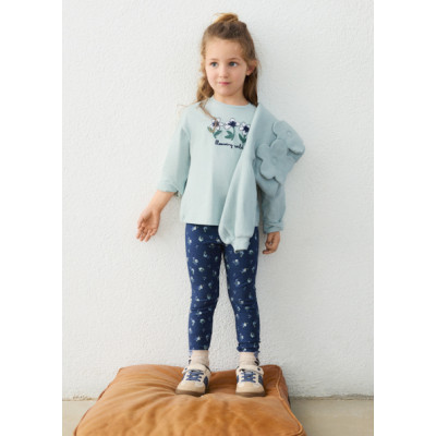 Knitted print leggings set - NAVY BLUE 8Y