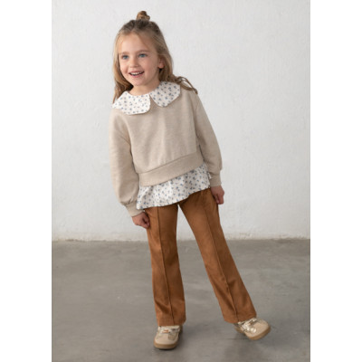 Suede leggings set - BEIGE 6Y