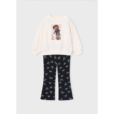 Printed sweatshirt leggings set - BLACK 4Y