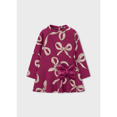 Knitted jacquard bag dress - BURGUNDY 8Y