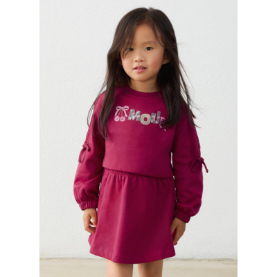 Embroidered sweatshirt dress - CHERRY 8Y