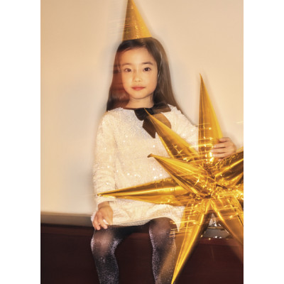 Velvet sequin dress - CREAM 6Y