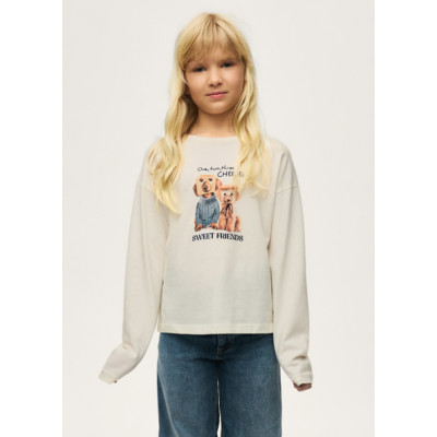 Silkscreen applique blouse - CREAM 18Y