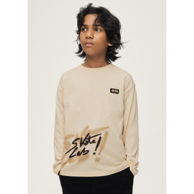 Long sleeve print blouse - BEIGE 10Y