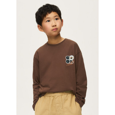 Long sleeve T-Shirt with back print - BROWN 10Y