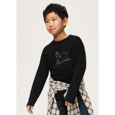 Long sleeve blouse with small print - BLACK 10Y