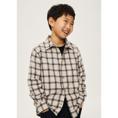 Long sleeve plaid vest shirt - BEIGE 8Y