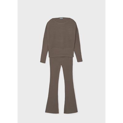 Knitted openwork pants set - BROWN 10Y