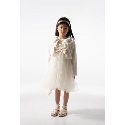 Dress set with fur - CREAM 6Y
