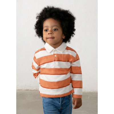 Striped long sleeve polo shirt - TILE 9M