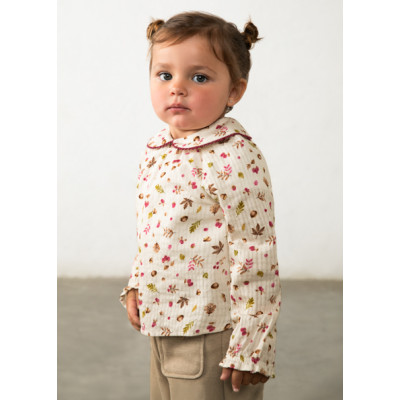 Textured fabric blouse - CREAM 18M